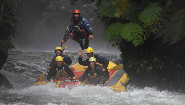 Taking on one of the rapids on the Kaituna river