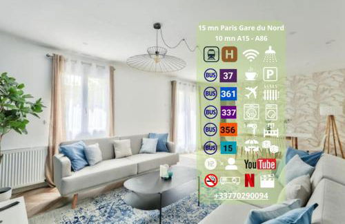 Parking Gratuit - 15mn Paris - 5mn à pied Gare Epinay Villetaneuse - Terrasse - Jardin - De 1 à 10 personnes - Stade de France - Casino d'Enghien - Hippodrome, Université - Foto 3