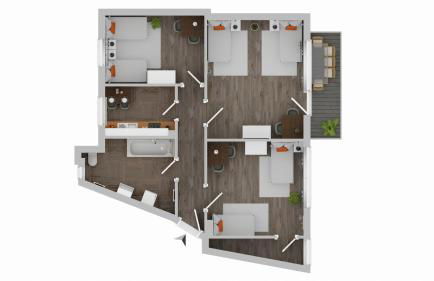 BudgetRoom 3 Schlafzimmer Workers Home - Foto 16