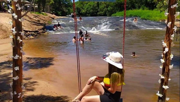 Sunbathing on a swing