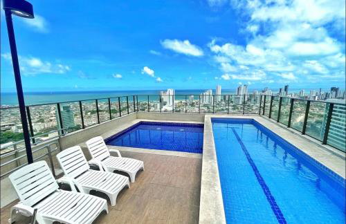 Flat Beach Class Excelsior - Apto Completo para 4 pessoas vista rio e mar - Foto 69