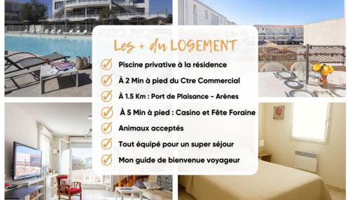 LE BLEU CAMARGUE - T3 EN DUPLEX CLASSÉ 3 ETOILES - CLIM - ARRIVÉE AUTONOME - Piscine privative à la résidence - Parking Gratuit - Wifi FIBRE - Animaux acceptés - Idéale Famille couple télétravail - Foto 3
