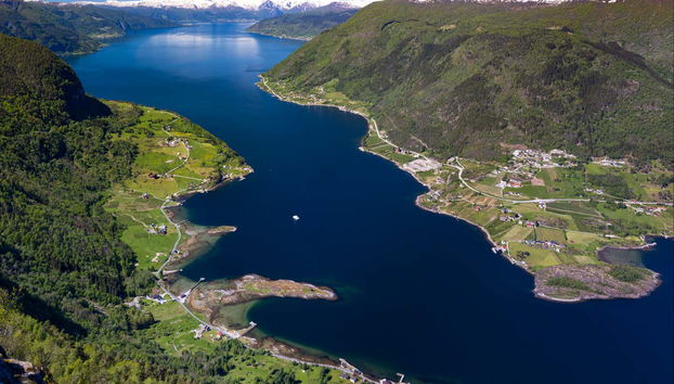 Vista aerea del fiordo
