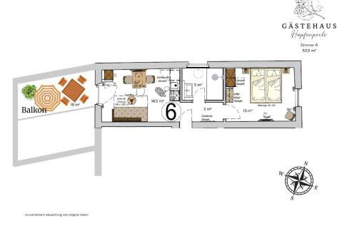 Apartment mit Balkon "Sonnenhopfen" - Foto 21