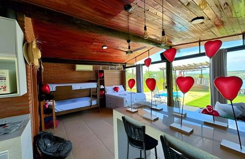 Chalé Mirante, piscina, cachoeira, lago e vista espetacular em Alexânia Goiás - Foto 44