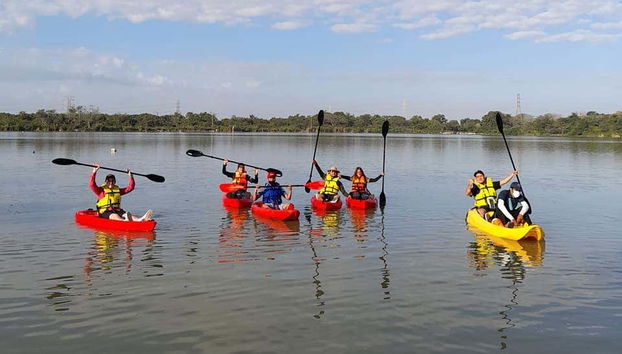 Durante l'attività in kayak nella laguna del Chairel