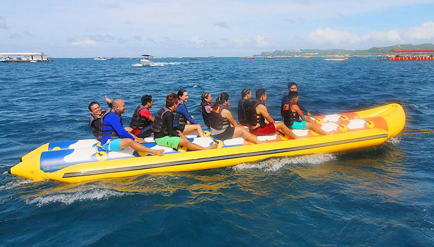 Durante il giro in banana boat