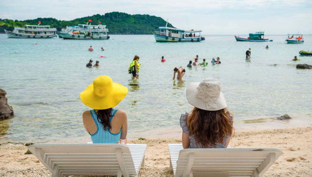 Sunbathing on the island