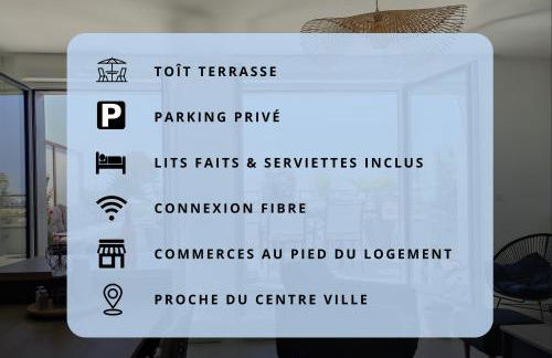 Appartement cosy 2 ch avec toit terrasse & parking - Lumineux et calme - Foto 3