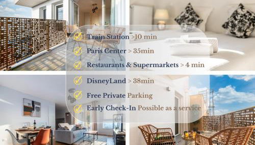 Vue Panoramique - Between Paris & Disneyland - Gare à 10min - Parking Souterrain Privé - - Foto 2