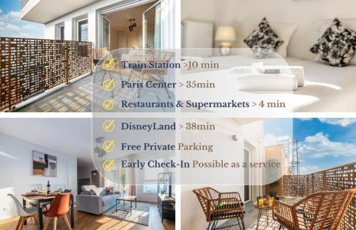 Vue Panoramique - Between Paris & Disneyland - Gare à 10min - Parking Souterrain Privé - - Foto 2