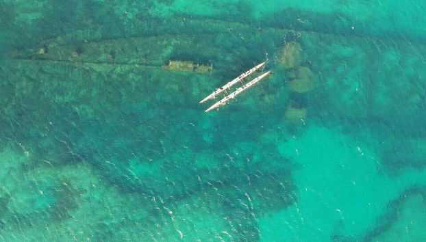 Vista aerea delle canoe