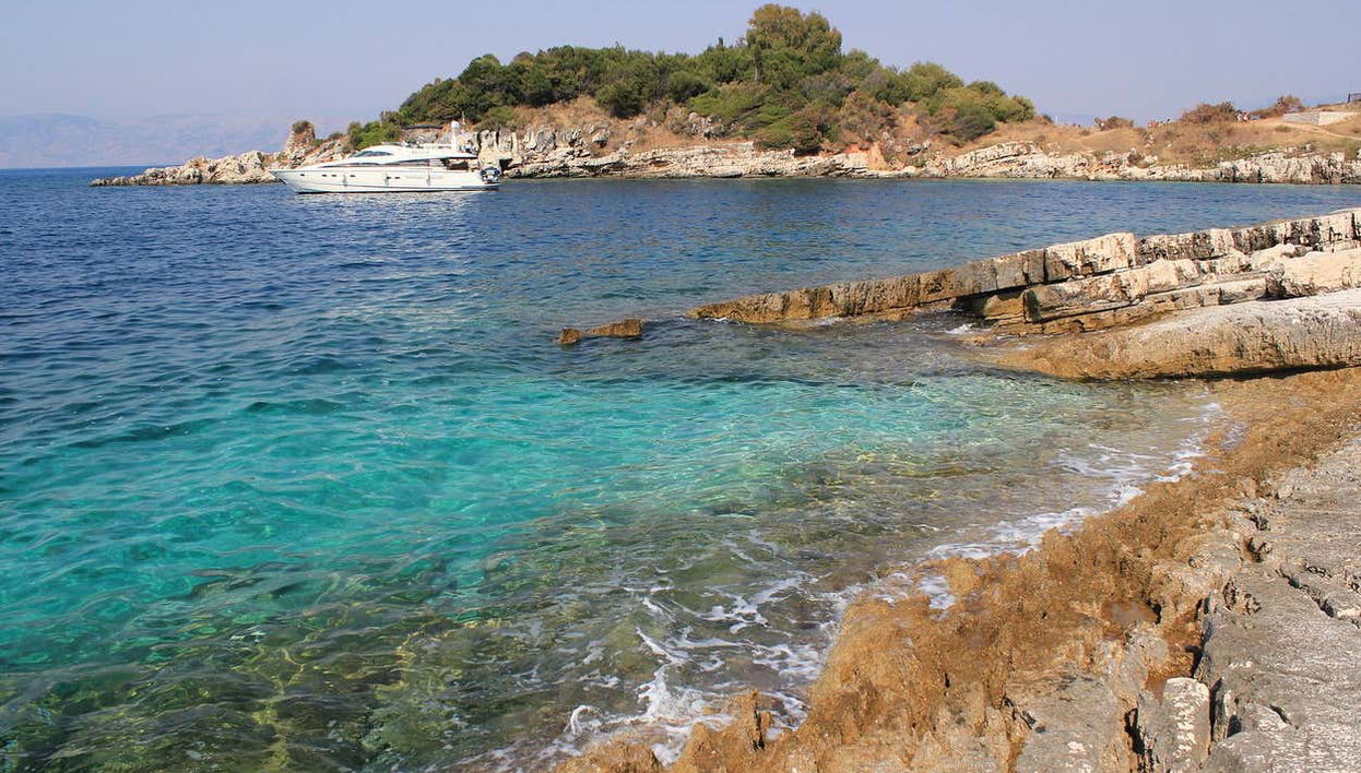 Enjoying Kassiopi's beach