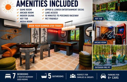 Large Group Friendly 2 Game Rooms Indoor Sauna Hot Tub 10 minutes to Poconos Raceway - Foto 1