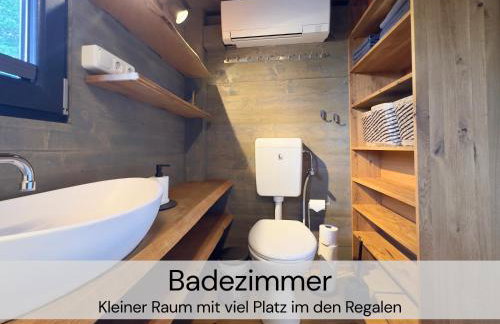 TinyHousebeiDresden mit Faßsauna spektakuläres winziges Häuschen auf Stelzen im Pferdeteich, Kaminofen, umlaufende Terrasse - Nähe Sächsische Schweiz - Von Juni - September Mindestmietzeit 1 Woche Sa-Sa - Foto 12