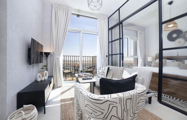 Modern Boho 1BR Sleeps4 Balcony Pool Gym Dxbhills - Foto 12