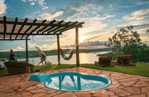 Chalé Mirante, piscina, cachoeira, lago e vista espetacular em Alexânia Goiás - Foto 12