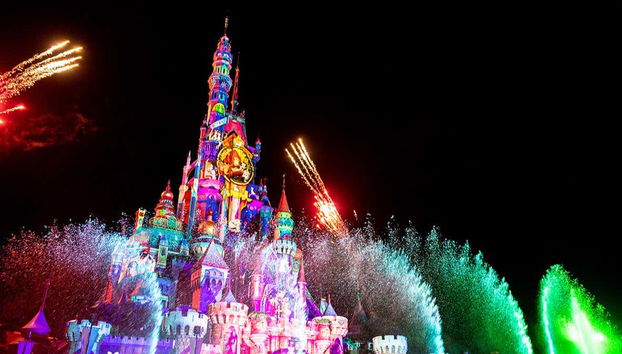 Watch a night show in front of the Disney castle