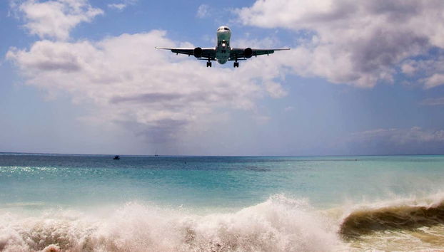 Plane approaching Maho beach