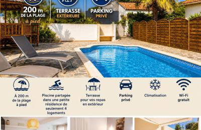 Mazet - Plage de la Nartelle à 200M- Piscine au sel -Terrasse- parking - BBQ- Séjour calme & détente draps inclus- Check-in 20h maximum - Foto 1