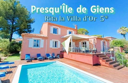 Superbe Villa 5 étoiles Presqu'Île de Giens la Madrague Rita la Villa d'Or vue mer piscine - Foto 1