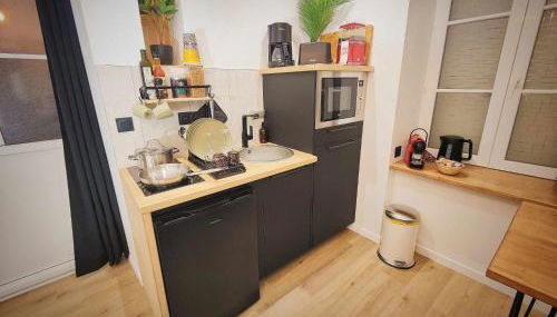 MRODBNB - Appart Neuf - Aperçu Mer - 25m Plage & Resto - Ciné - Cheminée - Popcorn - Foto 5, stove, toaster, minibar