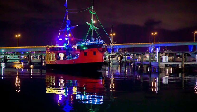 Pirate Boat at night