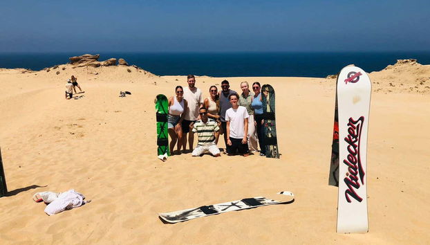 Listos para comenzar la actividad de sandboarding