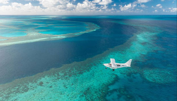 Enjoying the plane ride over the Whitsunday Islands