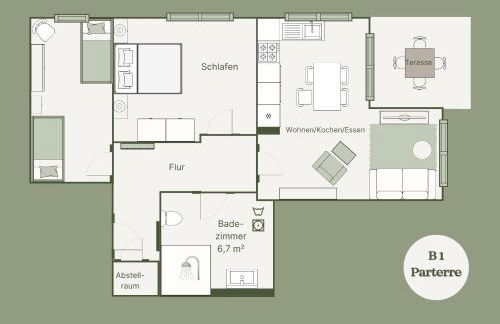 Apartment B 1 "Pine Hill Resort" Familienfreundlich mit eigenem Fahrradabteil & eingeschränktem Haffblick - Foto 14