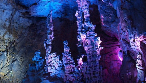 Alicante, Santa Pola: Cueva de Canelobre, Busot + Paseo Costero - Foto 2, Espectaculares formaciones de estalactitas en la Cueva del Canelobre, iluminadas para resaltar sus texturas naturales