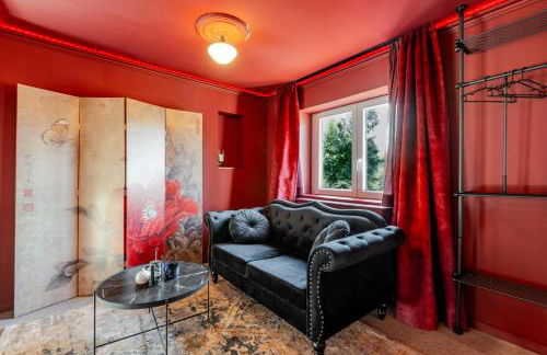 Love room avec Spa privatif "la Courtisane" - Sofa Tantra, terasse, salon d'hiver sous dôme transparent chauffé - love-room-alsace-67 - Foto 18