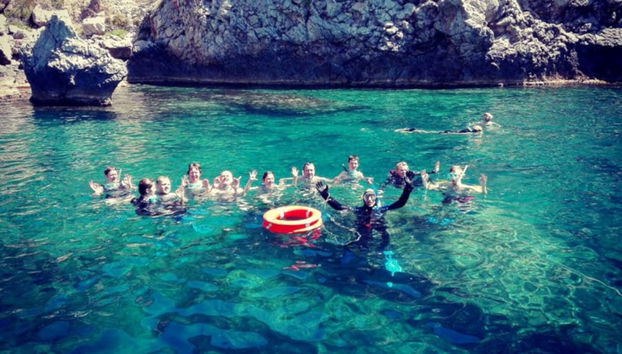 Swimming in the crystal clear waters