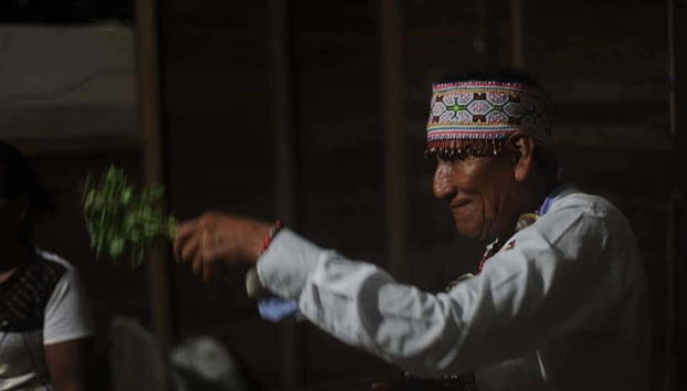 Chamán llevando a cabo la ceremonia