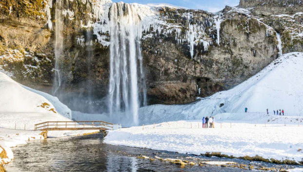 Icelandic waterfall in winter
