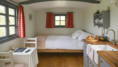 1 Bed Shepherds Hut - Sleeps 2 -wood Fired Hot Tub - Foto 5