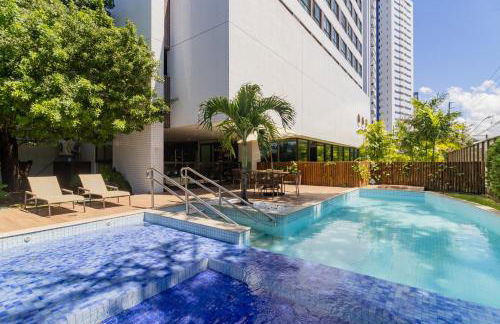 Apartamento com VISTA maravilhosa no bairro do Pina! Cozinha completa, Wi-Fi, Ar Condicionado e máquina de lavar - Condomínio com Estacionamento, Recepção 24h, Piscina e Academia - Foto 6