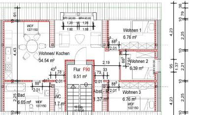 VIP Apartment A 64qm 4 Zi DG Wohnung klimatisiert großes Bad u Küche max 4 Gäste inklusive Schlafsofa - Foto 4