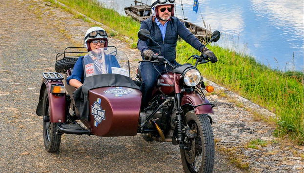 Enjoying the sidecar tour