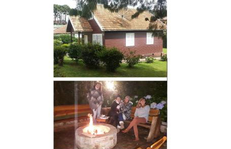 Chale de Madeira - Lareira e Fogueira---lindo gramado com mesa para café da manhã, churrasqueira e fogueira - Foto 1