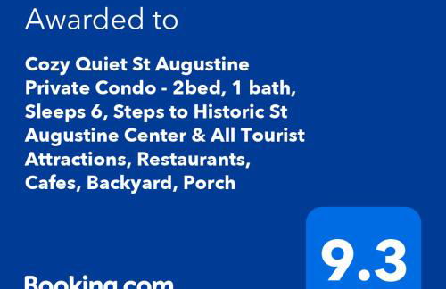 Cozy Quiet St Augustine Private Condo - 2bed, 1 bath, Sleeps 6, Steps to Historic St Augustine Center & All Tourist Attractions, Restaurants, Cafes, Backyard, Porch - Foto 3