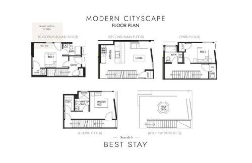 Rooftop Patio with Waterview, Private Garden & Grill 3BR 3BA- Modern Cityscape - Foto 7