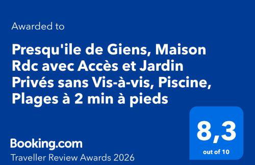 Presqu'ile de Giens, Maison Rdc avec Accès et Jardin Privés sans Vis-à-vis, Piscine, Plages à 2 min à pieds - Foto 46