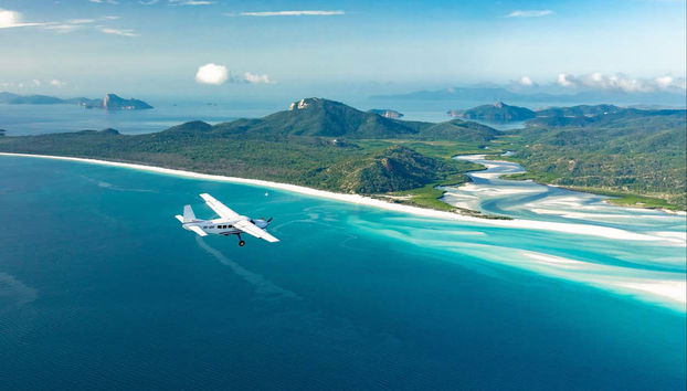 Flying over the Whitsunday Islands