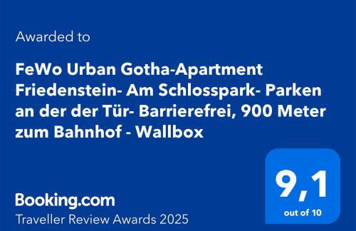 FeWo Urban Gotha-Apartment Friedenstein- Am Schlosspark- Parken an der der Tür- Barrierefrei, 900 Meter zum Bahnhof - Wallbox - Foto 3