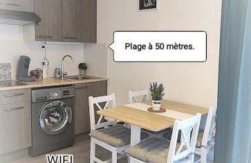 Charmant studio tout équipé à 100m de la plage, clim, terrasse, parking, Wifi, linge de maison inclus - Foto 1