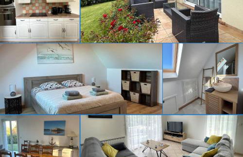 Saint Ho Mer Maison lumineuse vue mer 8 pers 4 chambres 2 sdb 2 WC étage rénové en 2025 belle terrasse grand jardin clos parking 8 mn à pied petite plage grand jardin près de Port en Bessin, Bayeux et plage Omaha beach - Foto 2