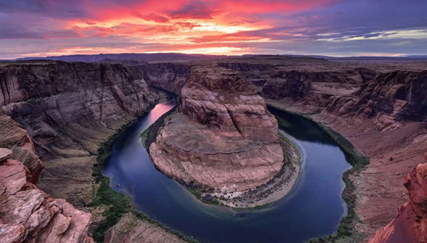 O Horseshoe Bend ao entardecer