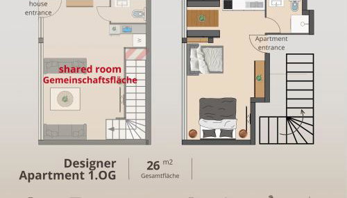 Design-Apartment für bis zu 4 im 1 OG, modern, Dachterrasse, Grill, ruhige Lage, Smart TV, Wii, LAN und WLAN - Foto 4