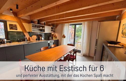 Landloft Linum - Ausgebaute Scheune mit Aussicht, Naturpool, Kamin, Sauna, Luxusausbau, handverlesene MidCentury Möbel & Kunst - Photo 32